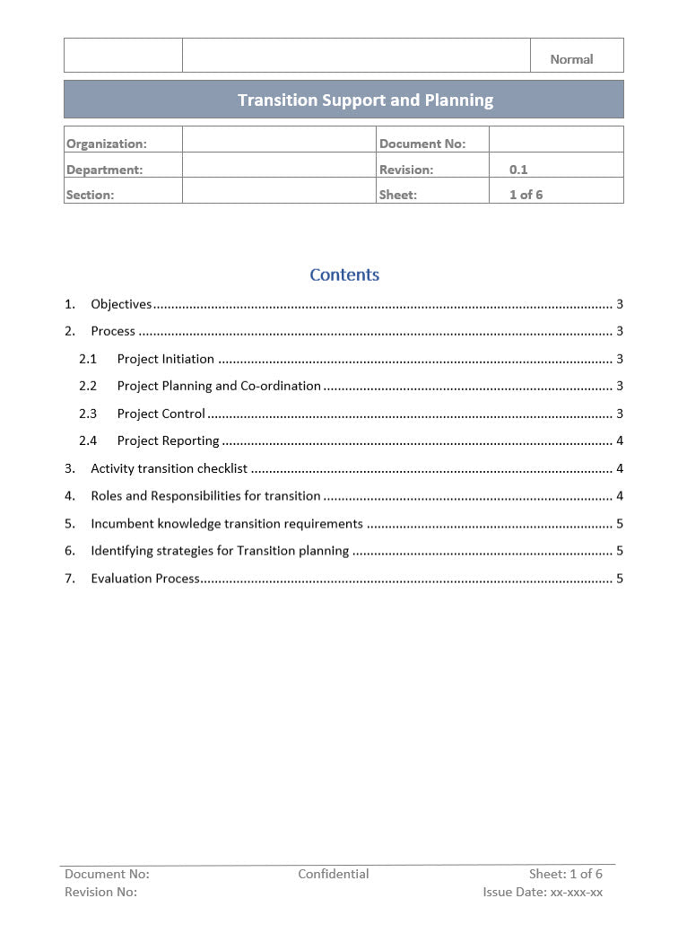 Transition support and planning