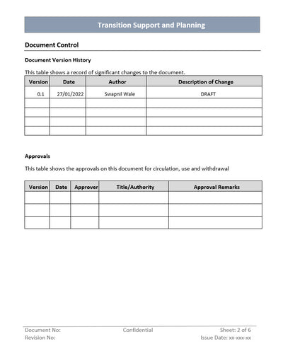Transition support and planning, Transition support 