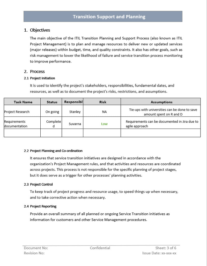 Transition support 