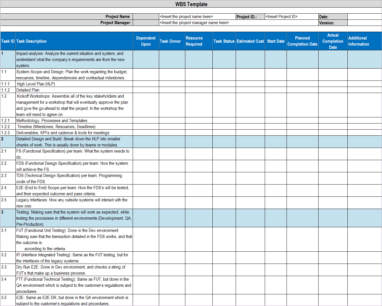WBS Excel Template Download ITSM Docs ITSM Documents & Templates