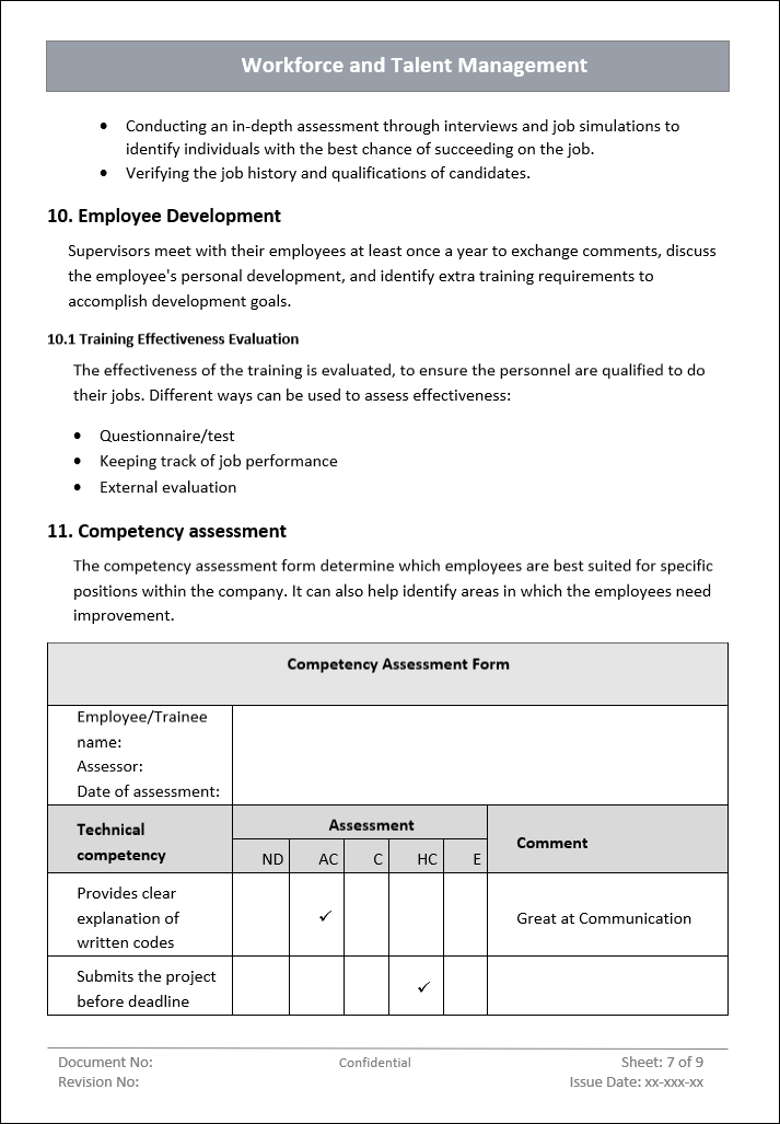 Workforce and Talent Management Process Word Template