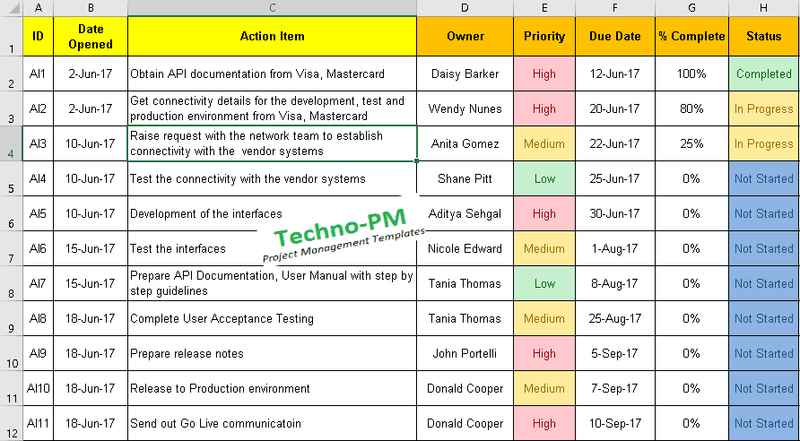 Action Item Tracker Excel 