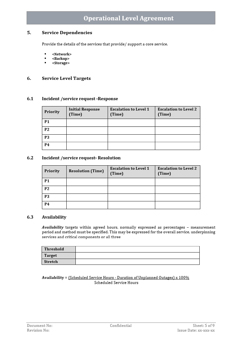 Operational Level Agreement Template – ITSM Docs - ITSM Documents ...