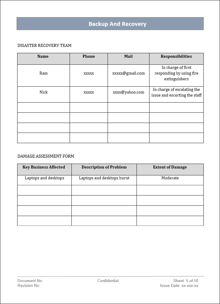 backup and recovery policy, backup and recovery , backup and recovery template