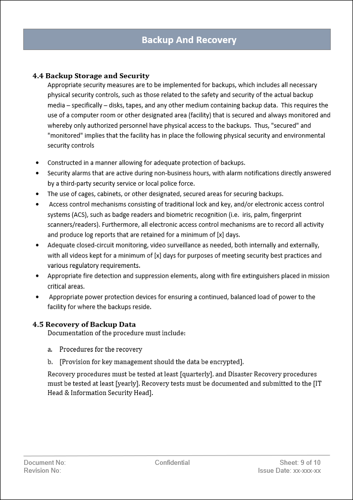 Backup And Recovery Policy Template – ITSM Docs - ITSM Documents ...