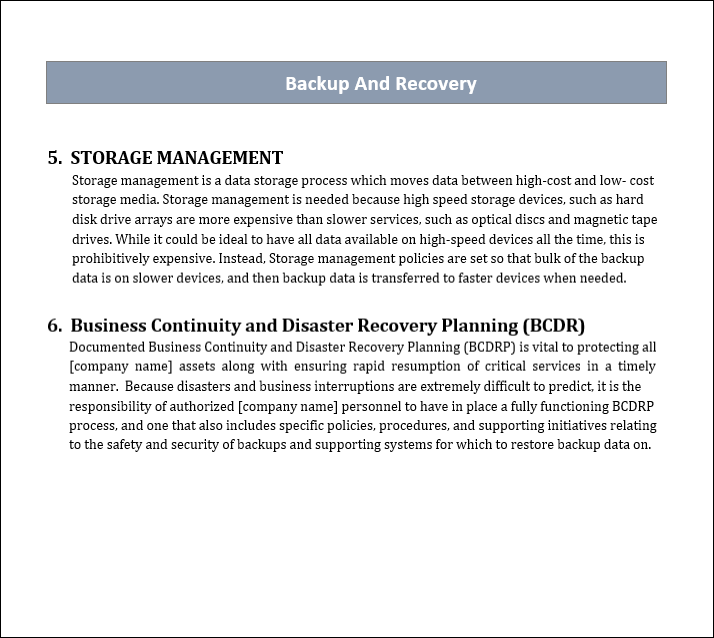 Backup And Recovery Policy Template – ITSM Docs - ITSM Documents ...