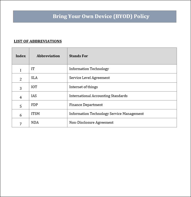  BYOD policy template Word