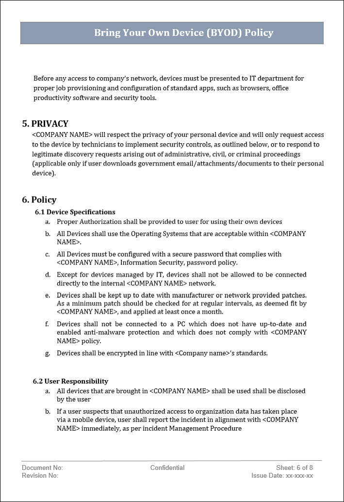 Bring your own device (BYOD) policy – ITSM Docs - ITSM Documents ...