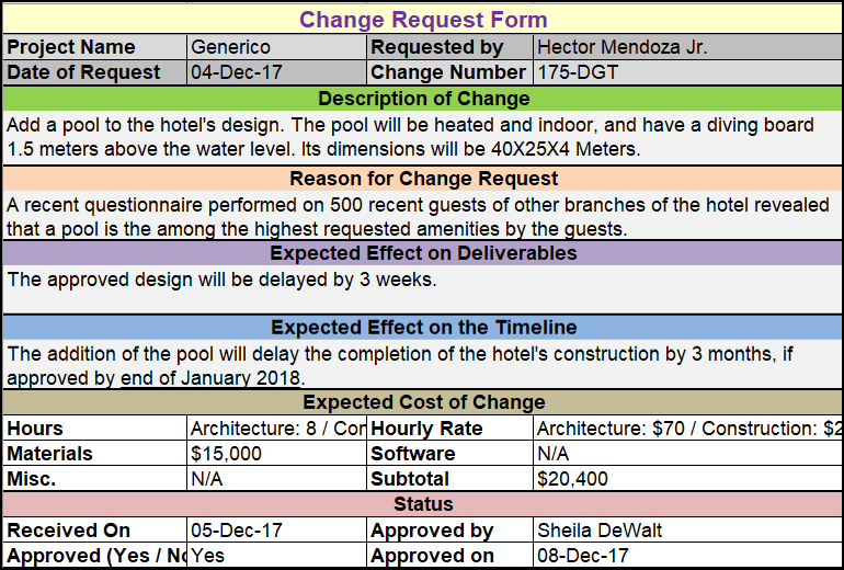 Change Request Template Excel