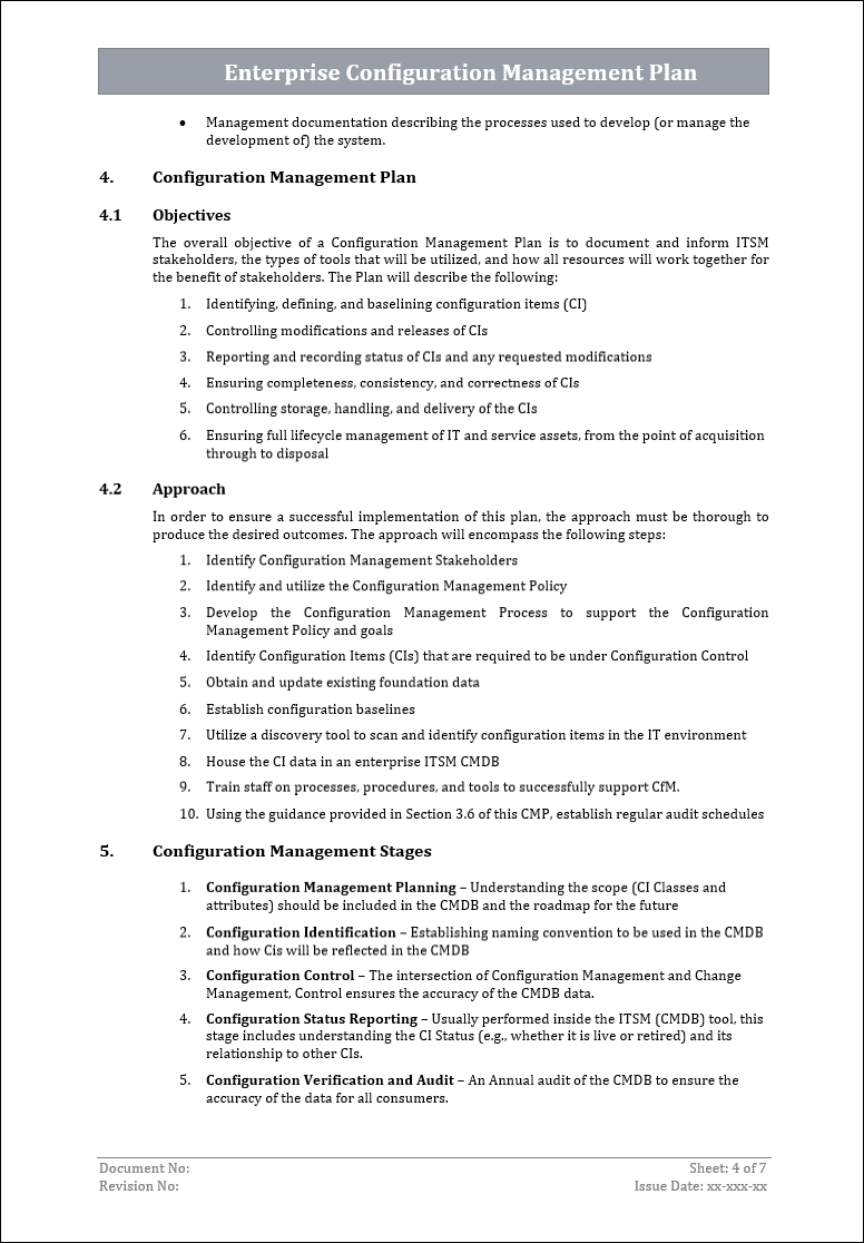 Configuration Management Plan Template – ITSM Docs - ITSM Documents ...