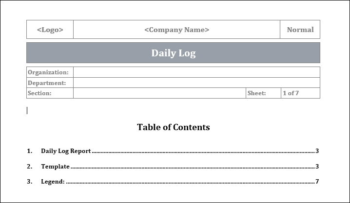 Daily Log Template – ITSM Docs - ITSM Documents & Templates