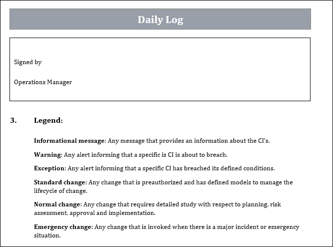 Daily Log Template – ITSM Docs - ITSM Documents & Templates