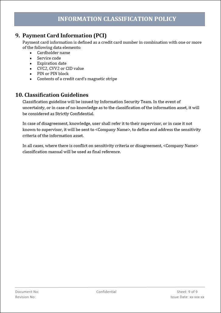 Information Classification Policy – ITSM Docs - ITSM Documents & Templates