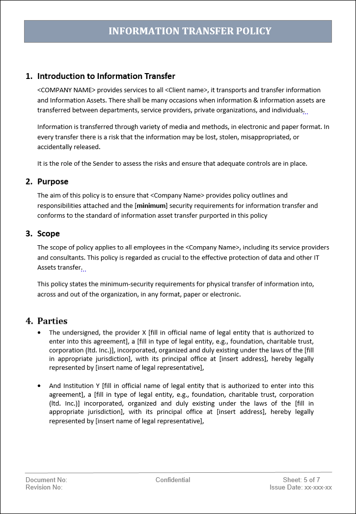 Information transfer policy – ITSM Docs - ITSM Documents & Templates