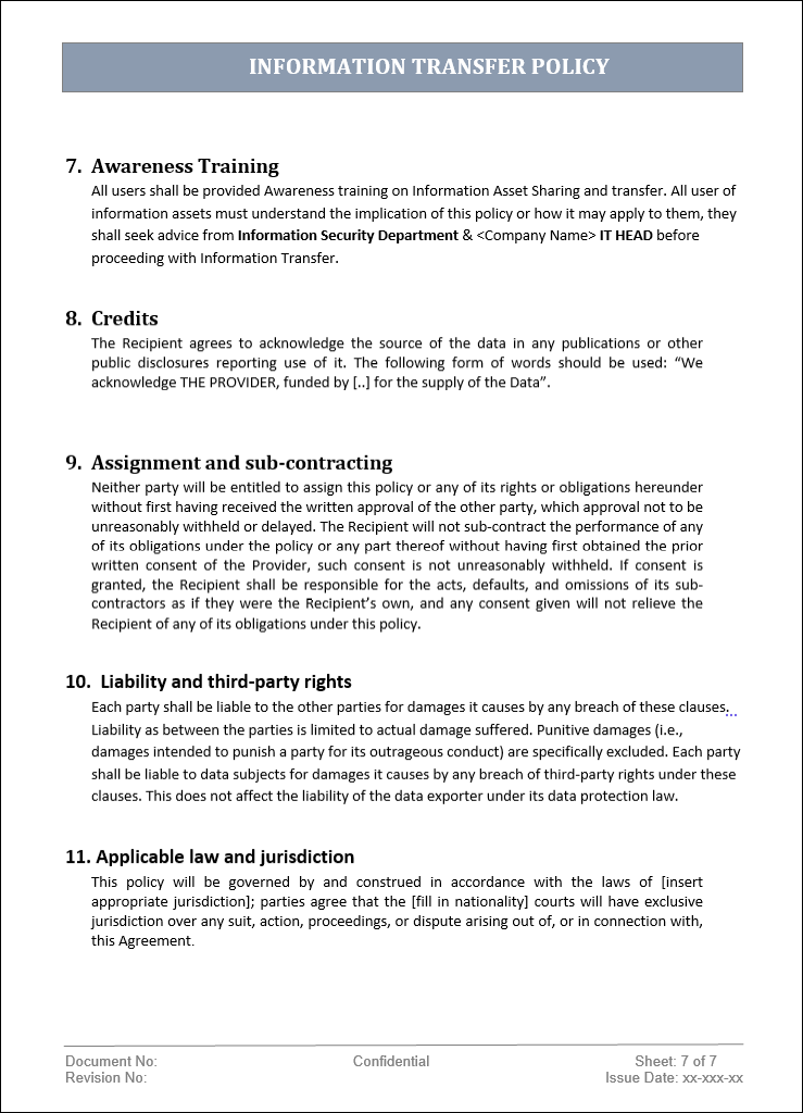 Information transfer policy – ITSM Docs - ITSM Documents & Templates