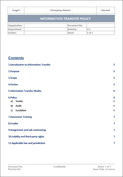 information transfer policy, information transfer 