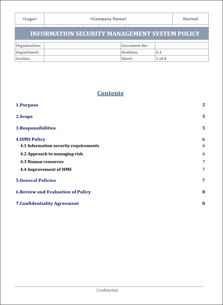 Isms Policy Example Security Management Bundle β ITSM Docs - ITSM Documents & Templates
