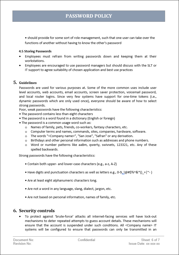 Password Policy Example Pdf Password policy – ITSM Docs - ITSM Documents & Templates