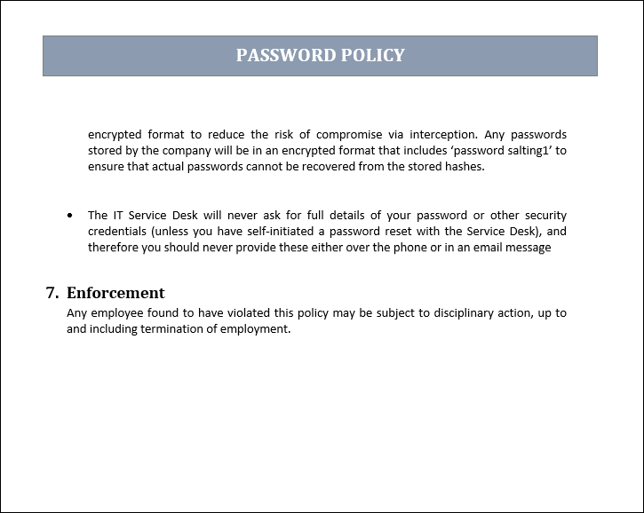 Password Policy Example Pdf Password policy – ITSM Docs - ITSM Documents & Templates