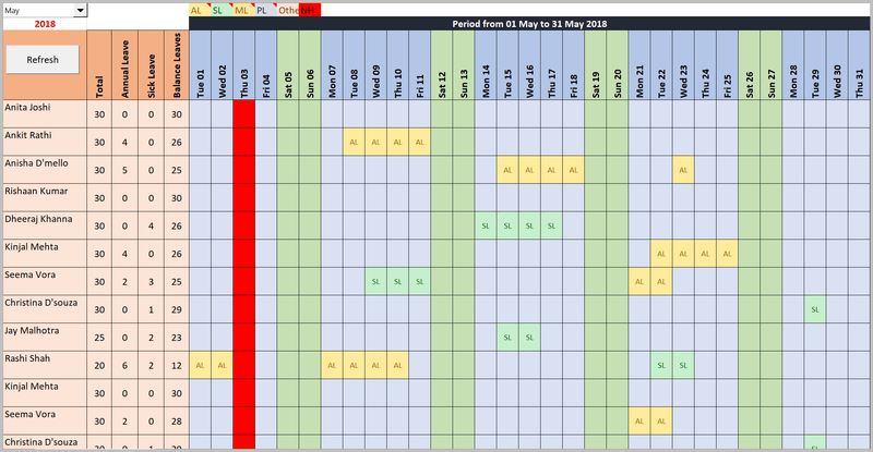 Monthly Leave Planner 