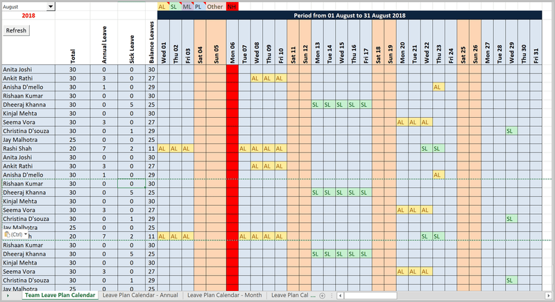 Team Leave Planner Template 