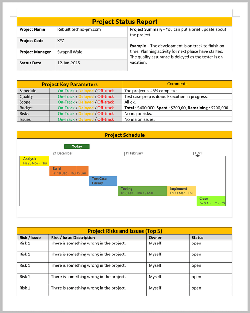 Project Updates and Comms Templates – ITSM Docs - ITSM Documents ...