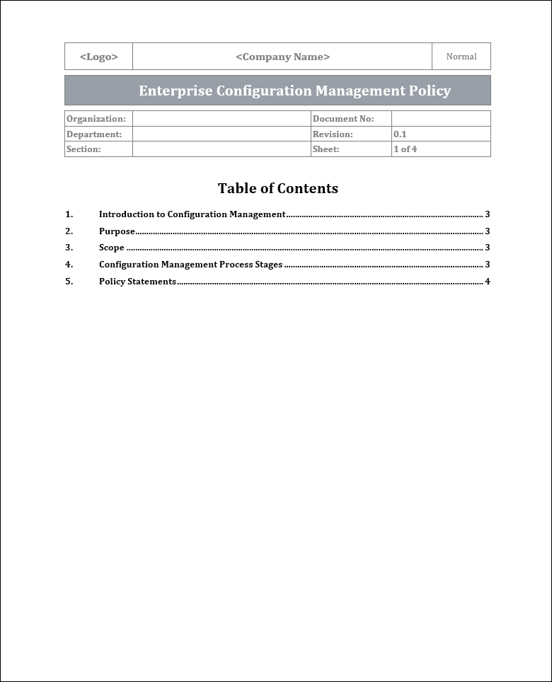 Configuration Management Policy – ITSM Docs - ITSM Documents & Templates