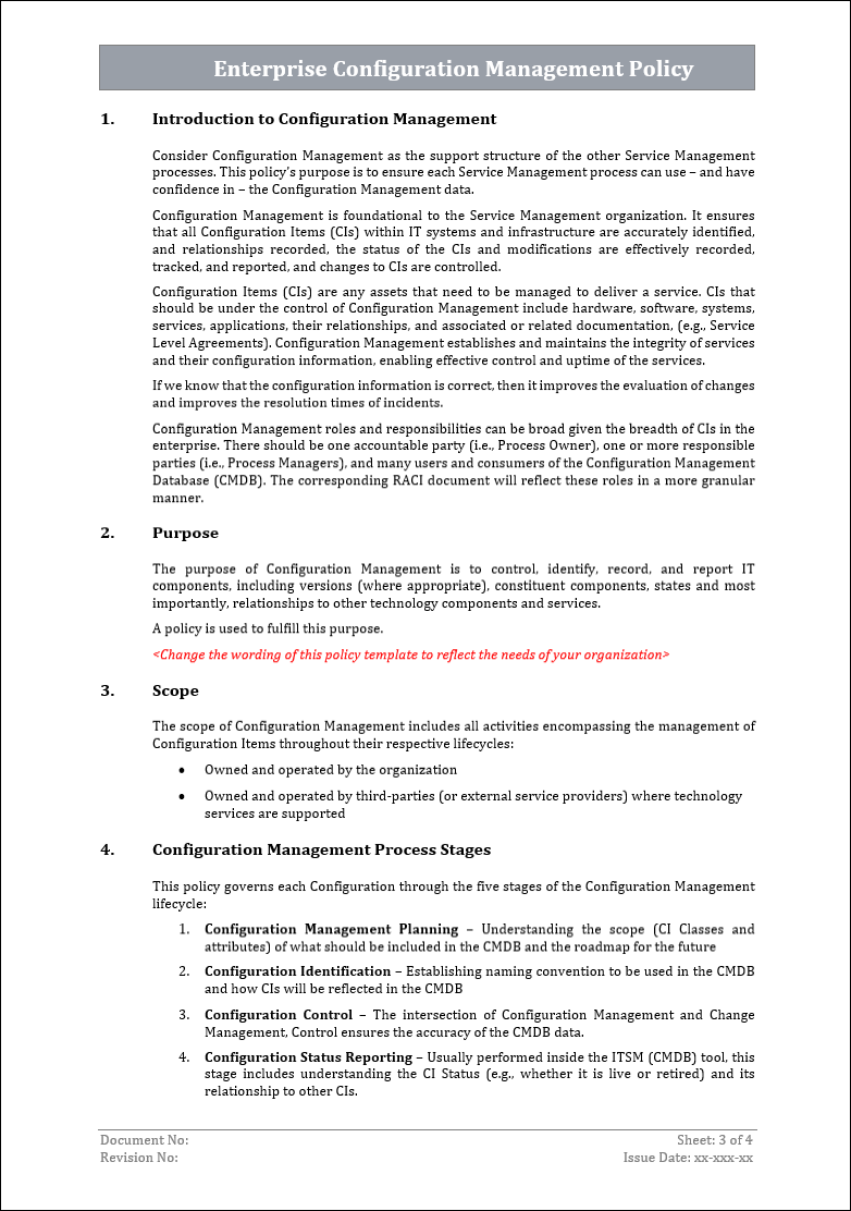 Configuration Management Policy – ITSM Docs - ITSM Documents & Templates