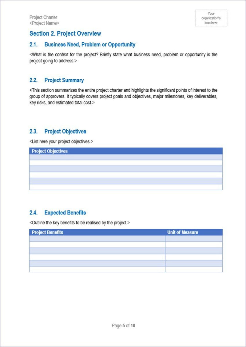 Project Charter Word Template ITSM Docs ITSM Documents & Templates