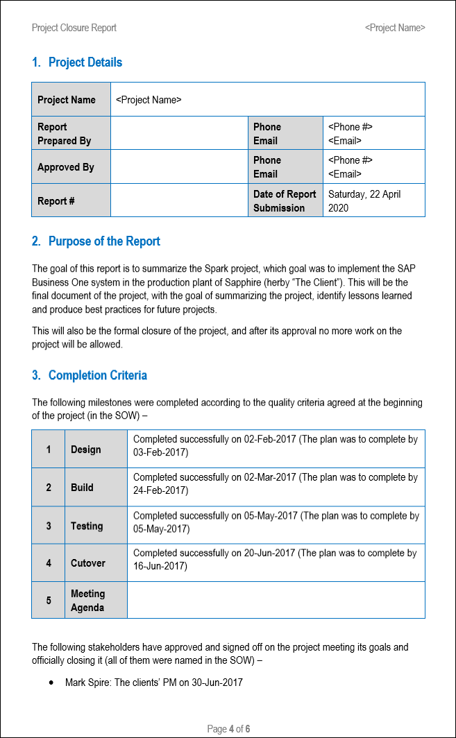 Project Closure Templates - 5 Templates – ITSM Docs - ITSM Documents ...
