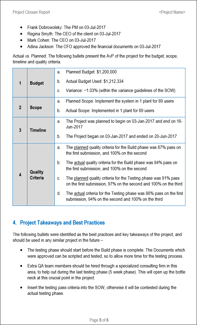 Project Closure Report Word Template – ITSM Docs - ITSM Documents ...