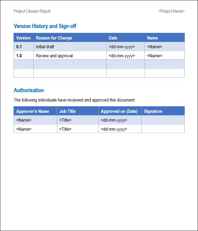 Project Closure Report Word Template ITSM Docs ITSM Documents