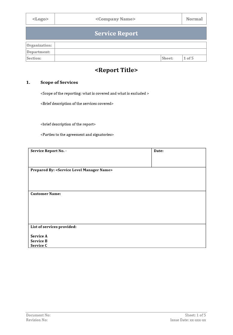 Service Report Template – ITSM Docs - ITSM Documents & Templates