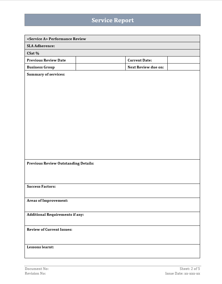 Service Report Template ITSM Docs ITSM Documents & Templates