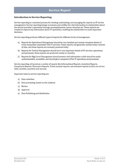 Service Report Problem Description Service Report Template – ITSM Docs - ITSM Documents & Templates