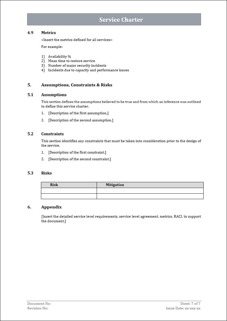 service charter template, service charter