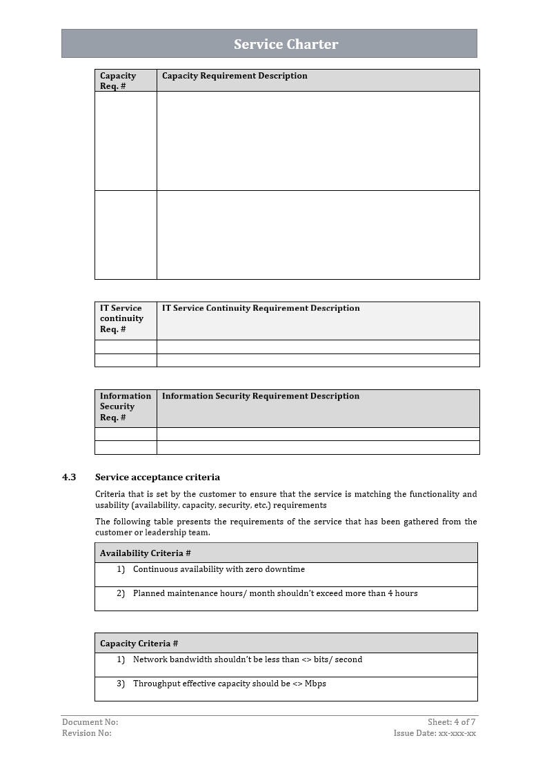 Service Chit Example Service Charter Template – ITSM Docs - ITSM Documents & Templates