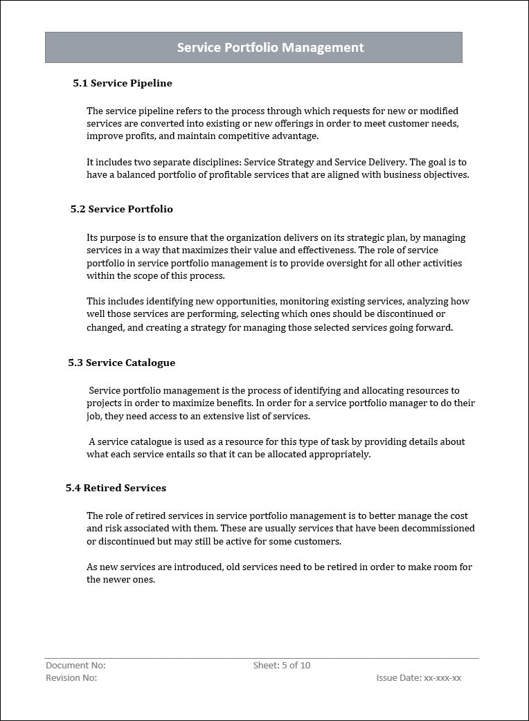 Service Portfolio Management – ITSM Docs - ITSM Documents & Templates