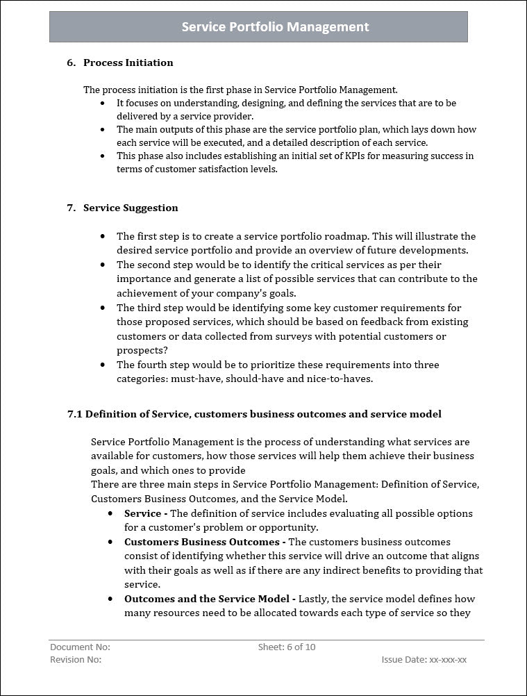 Service Portfolio Management Example Service Portfolio Management – ITSM Docs - ITSM Documents & Templates