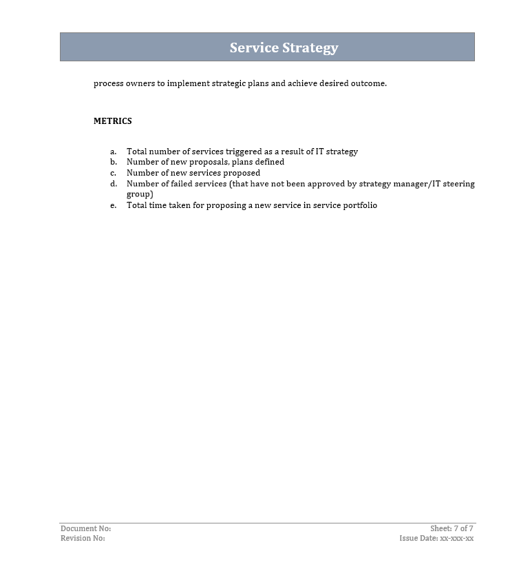 Service strategy template, Service strategy