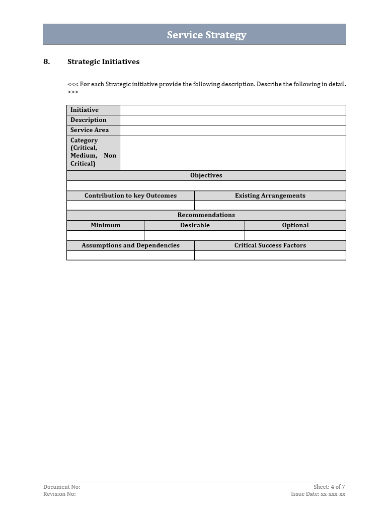 Strategy Support Document Service Strategy Template – ITSM Docs - ITSM Documents & Templates